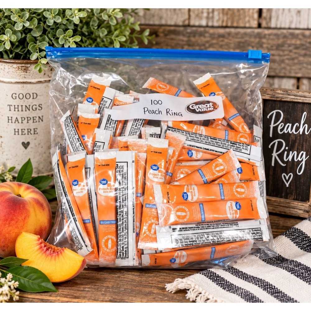 Great Value Peach Ring Sugar-Free Drink Mix – 100 Packets
